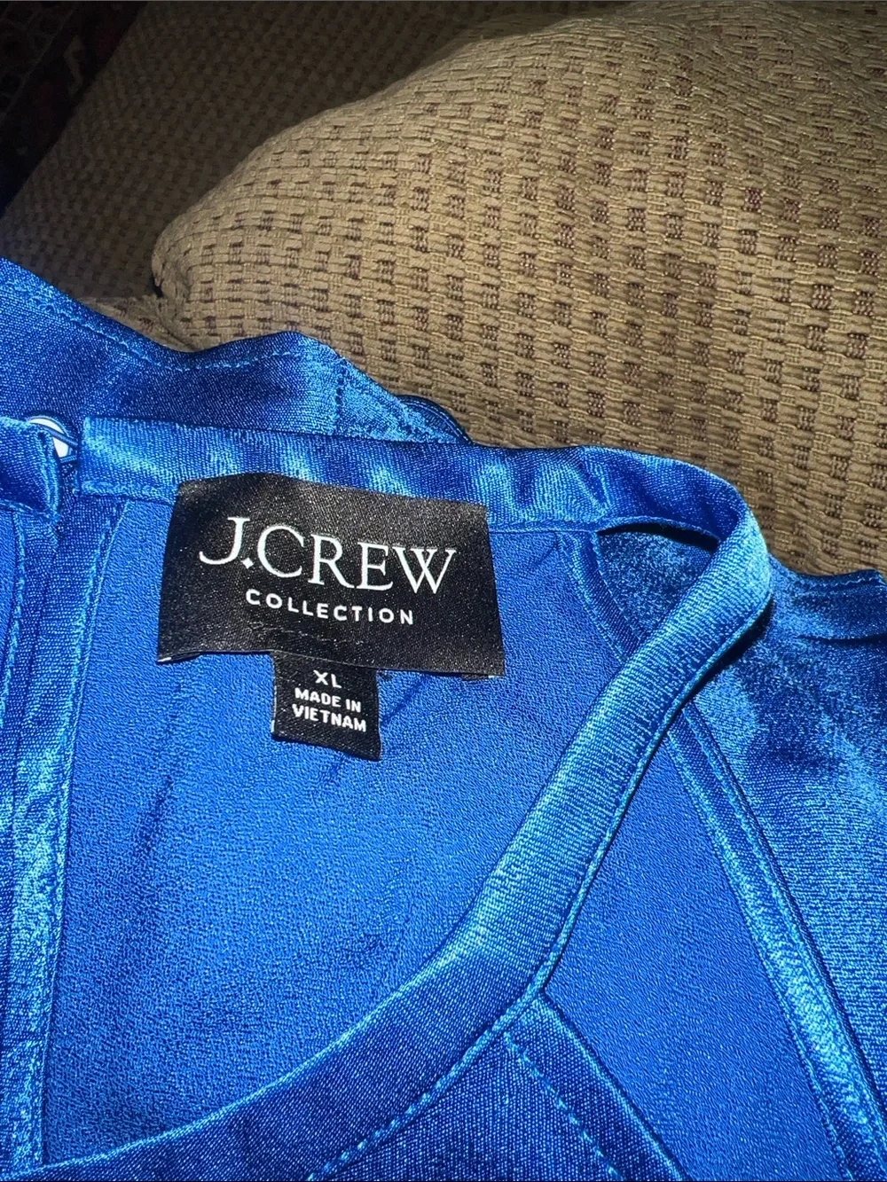 J. Crew Stunning Sapphire Halter Satin Top SZ XL